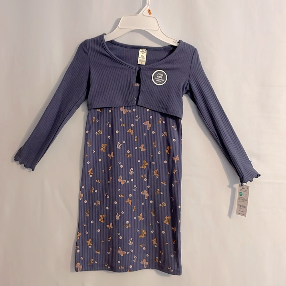 2 piece Blue Print Sundress with sweater-OshKosh B’gosh, size 6/6x